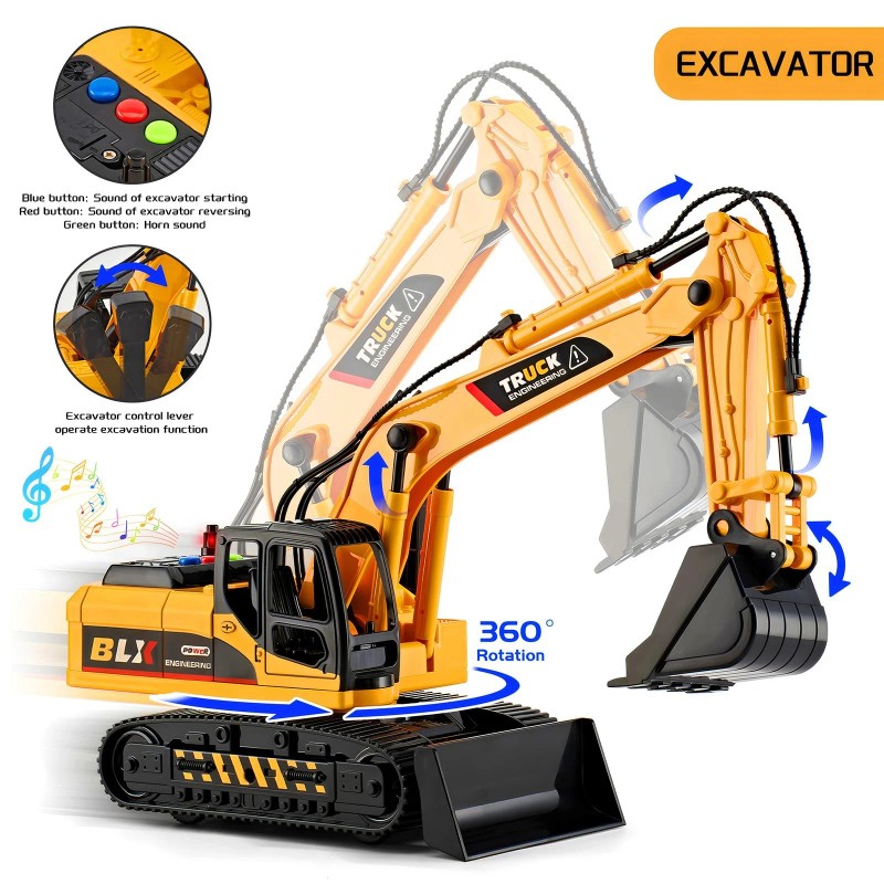 LerBao 2 Pack Large Construction Engineering Truck Toys,Moveable Claw Excavat...