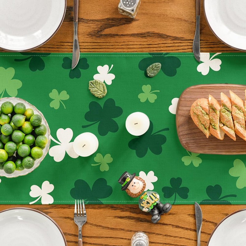 Artoid Mode Green Shamrock St. Patrick's Day Table Runner, Seasonal
