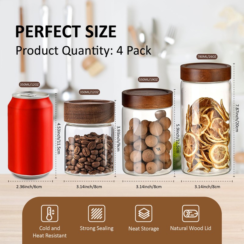 MOLADRI 26 oz/850 ml Clear Glass Storage Canister with Airtight