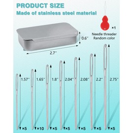 FIVEIZERO 80/40 PCS Large-Eye Blunt Needles,8 Sizes Stainless Steel Yarn Knitting Needles,Sewing Needles,Crafting Knitting Weaving Stringing Needleswith Threaders for Finishing Off Crochet Projects CJ