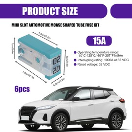 HQRNYP 6PCS Mini Slotted Automotive MCASE Shaped Cartridge Fuse Kit, Car Fuses, 20A 32V Micro Cartridge Fuses Assortment, Auto Micro Type Low-Profile Assortment Universal for RVs, Cars, Trucks (20A)