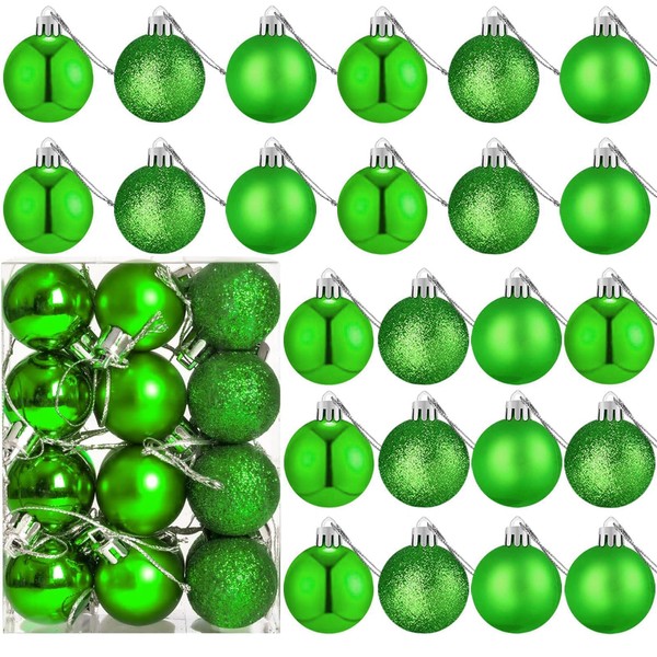 24 Count Mini Green Ornaments for Mini Christmas Tree, Small