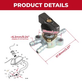3 Way Fuel Valve Gas Petcock Tank Shut Off Switch Replacement Fit for E-ton Lightning, for Polaris, Street Racing Motorcycle, Dirt Pit Moped, Fit for 4 Stroke Chinese ATVs, Bikes, Fit Go Karts