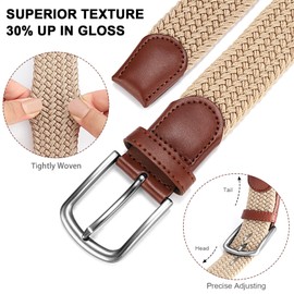 Men’s Belt, Elastic Braided Belt, Stretch Woven Casual Belt 1 3/8", With Gif Box.