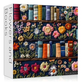 PICKFORU Wildflower Pages Jigsaw Puzzle 1000 Pieces, Unique Art Floral Plant Puzzle Retro Vintage Aesthetic Challenge for Adults