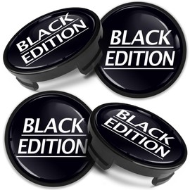 Biomar Labs 4 x Center Hubcaps, Compatible with Ford Centre Caps for Alloy Wheels, 54 mm, Black Edition CF 57