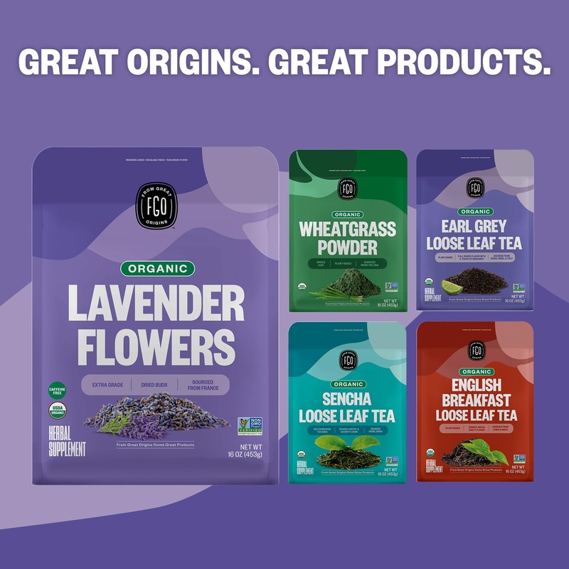 FGO Organic Dried Lavender Flowers, Extra Grade Dried Buds, Imported