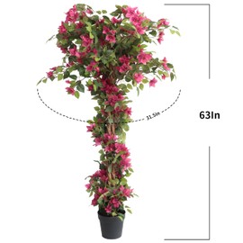 Damomo Damomo 5 Feet Artificial Bougainvillea Tree with Flowers in Plastic Pot Faux Blooming Tree for Decor Indoor or Outdoor Home Office, 1 PCS(63 inch)