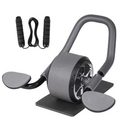 Li Fitness Ab Wheel with Jump Rope, Automatic Rebound Ab Wheel, Advanced Abdominal Exercise Wheel with Elbow Support, Ab Exercise Machine for Core Training, Abs Workout Equipment