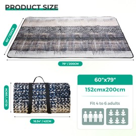 HYSEAS Picnic Outdoor Blanket, 60"X79" Waterproof Foldable with Carry Strap Blankets, 3-Layer Outdoor Picnic Mat for Beach, Camping Grass Lawn Park Accessories Couples Gift, Variegated Pattern