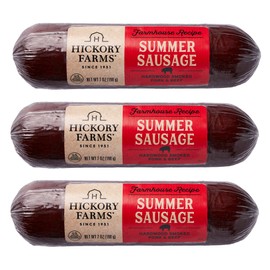 Hickory Farms Farmhouse Summer Sausage 3-Pack, 7 ounces each | Great for Snacking, Entertaining, Charcuterie, Ready to Eat, High Protein, Low Carb, Premium Pork and Beef