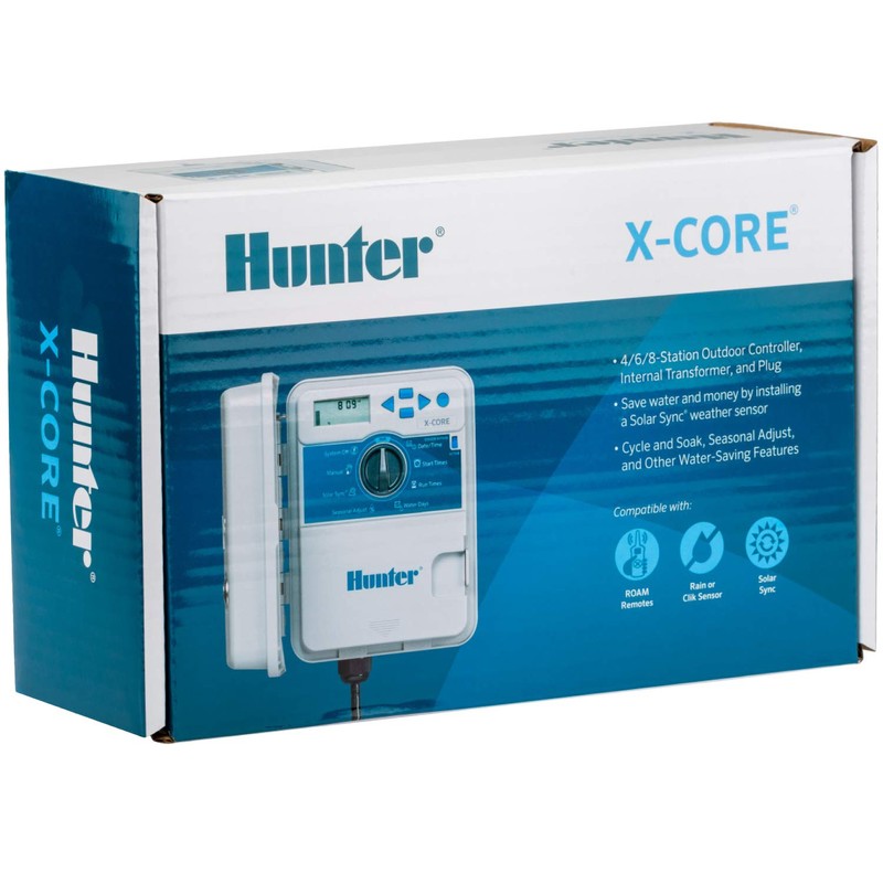 Hunter X-Core XC400 4 Zone Outdoor Sprinkler Controller, Weather-Resistant Irrigation