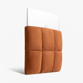 Comfyable Puffy Laptop Sleeve 13 Inch 14 Inch, Quilted Puffer Laptop Carrying Case, Pillow Case Compatible for MacBook Air M3 2024 M2 M1, MacBook Pro M4 Pro/Max, Faux Suede Cover, Camel