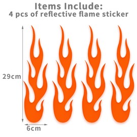 ZWYYW Flame Decals for Cars, Reflective Flame Stickers, Orange Reflective Car Sticker, Flame Stickers Decals for Motorcycles Bike Skateboard Helmets and Racing Decoration, 4 PCS