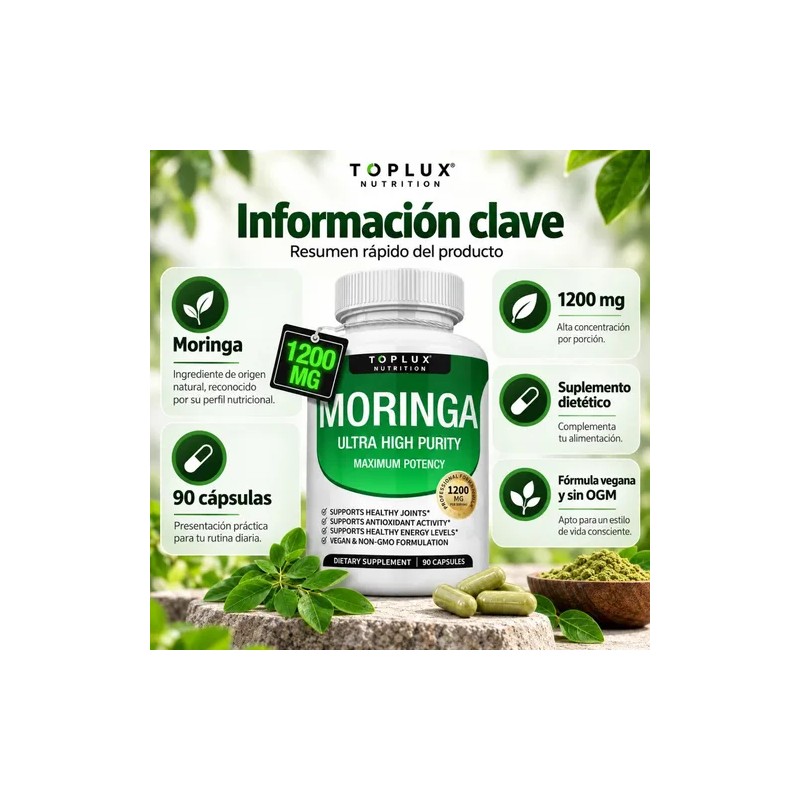 Extracto De Moringa Oleifera En Cápsulas 1200 Mg 90 Piezas