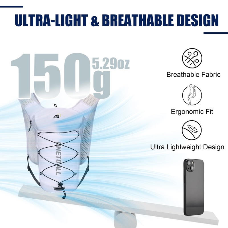 ONETOALL Running Vest for Women & Men, Lightweight 150g Hydration