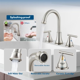 Cinwiny Widespread Bathroom Faucet for Sink 3 Hole 8 inch Deck Mounted Vanity Faucet 2 Handles Bathroom Sink Faucet with Pop up Drain,Brushed Nickel