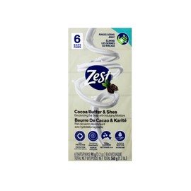Zest Cocoa Butter & Shea Deodorizing Bar Soap, 6 ct, 3.2 oz Each (Pack of 2)