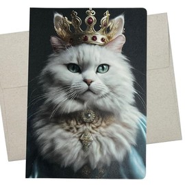 Whitman and Daughter Fluffy Cat Queen Card, Funny Cat Birthday Card (1 Premium Card, 5X7 Inch) blank for all occasions like miss you, retirement or thank you - 965