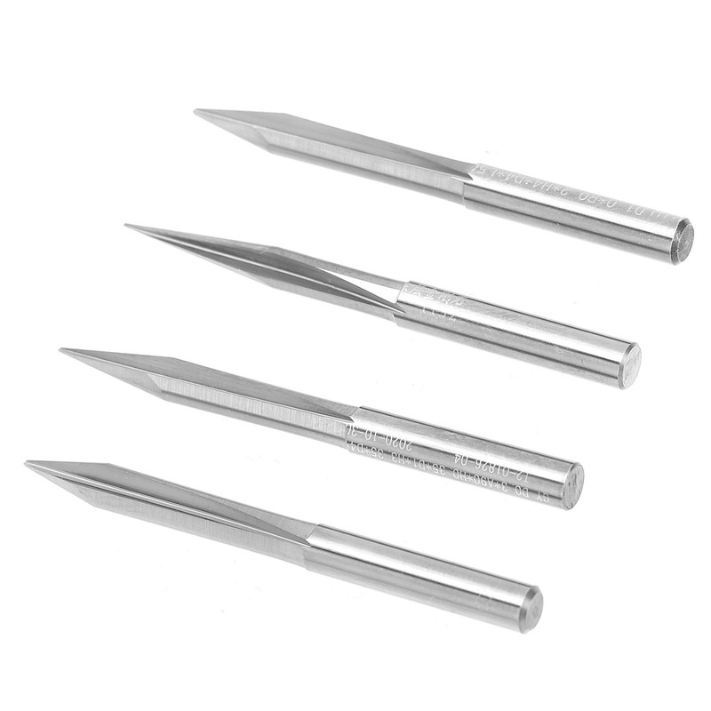 4Pcs VShaped Carving Cutter 2Edged Engraving Bit 4x0.4x15°/4x0.4x20°/4x0.4x25°/4x0.4x30°