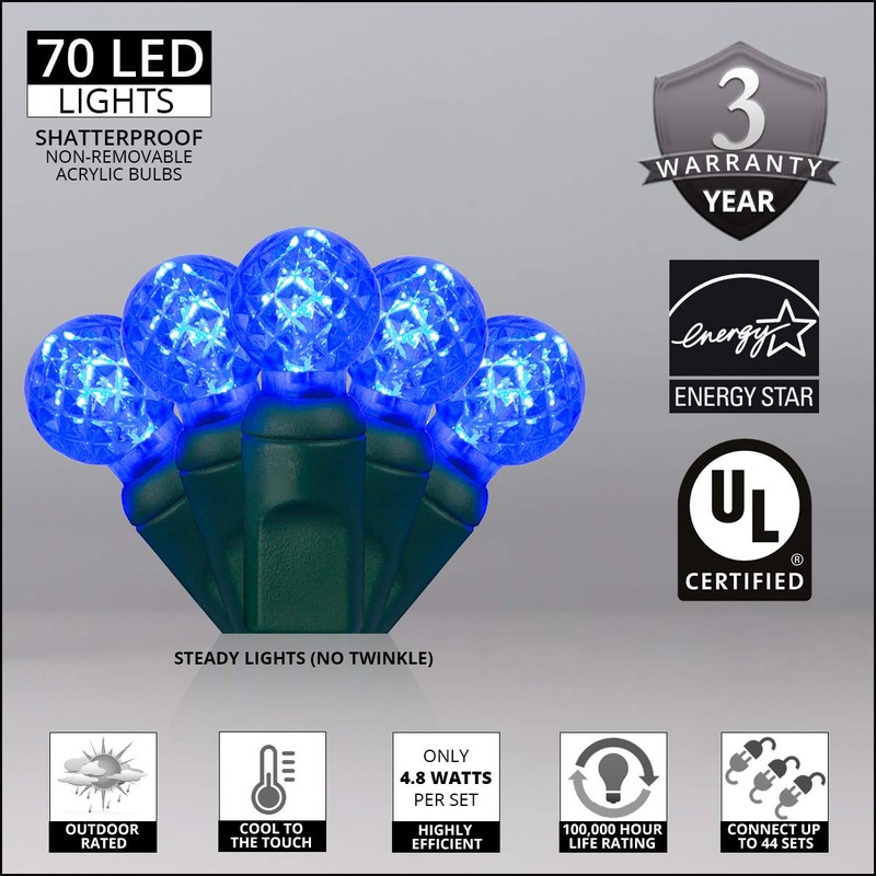 G12 LED Razzberry Blue Prelamped Light Set, Green Wire -