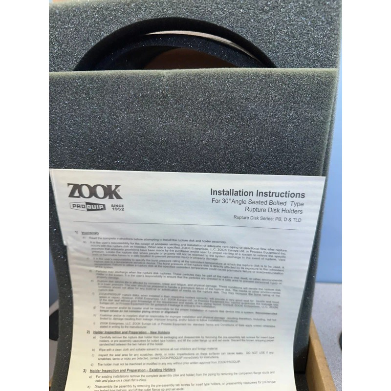 ZOOK PRO-QUIP 6" TYPE D-V, RUPTURE DISC 316/NIC/316,35 PSIG @