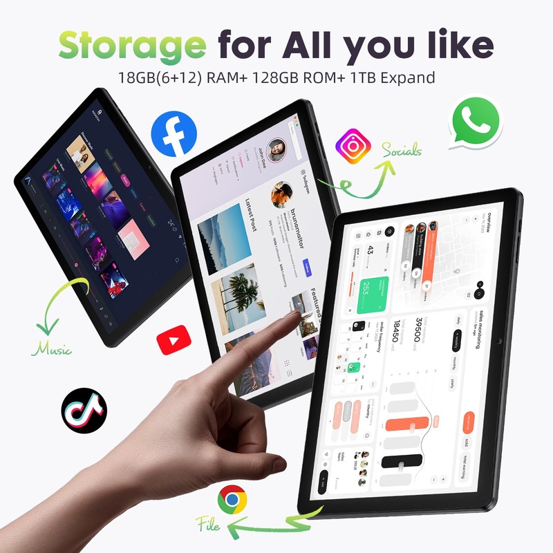 Android Tablets 10 Inch Tablet Android 15 Tablet, Octa-Core, 18GB