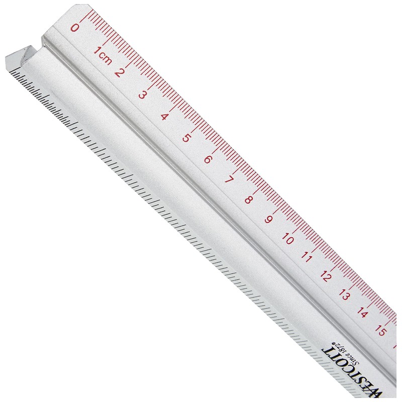Westcott 12"/300mm Raised Grip Aluminium Ruler with Metric and Imperial