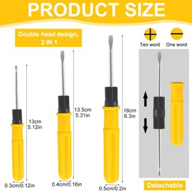 3PCS Screwdriver Set Multi-purpose screwdriver set tool Nonslip Handle Two Way Magnetic Slotted Crosshead Screwdriver Set Yellow
