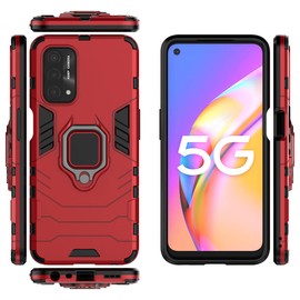 Case for Oppo A93 5G/A74 5G/A54 5G,Hybrid Heavy Duty Protection Shockproof Defender Kickstand Armor Case Cover,Red