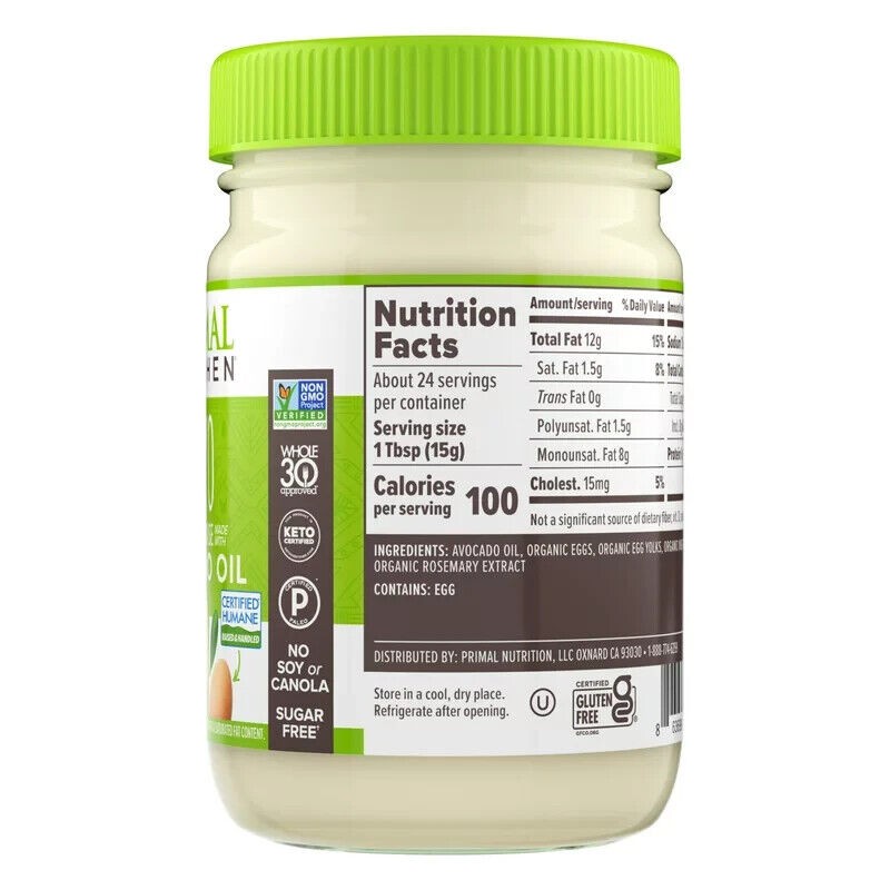 Primal Kitchen 3 Bottles Primal Kitchen Avocado Oil-based Mayonnaise Cage-free