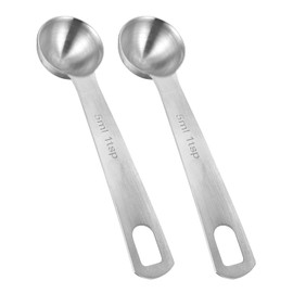 2Pcs Teaspoon Measuring Spoons 5ml, Stainless Steel Mini Teaspoon Measuring Spoons for Kitchen Cooking Kitchen CookingSpoon CoffeeSpoon, CreatineSpoon, SteelScoopers Protein Teaspoons