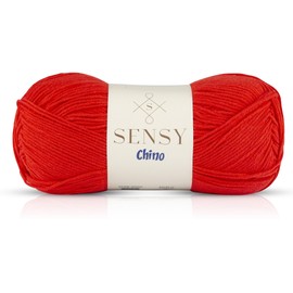 Sensy Chino Soft Cotton Yarn, Soft Baby Cotton Yarn, Amigurumi Yarn, 3.5 oz, 360 Yards, Gauge 2 Fine (Red)