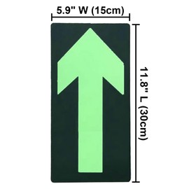 (Pack of 6) Aspire Glow in The Dark Safety Sign, Luminous Arrow Sign Foot Print Sign, Fluorescent Exit Sign for Floor Stairs-Straight-11.8" L x 5.9" W