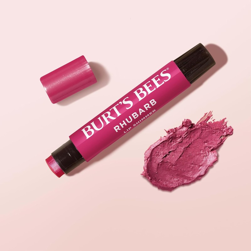 Burt's Bees Lip Shimmer for Women, Rhubarb, 0.09 Ounce