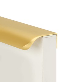 goldenwarm 5 Pack Modern Style Finger Pulls 3 inch Matte Brass Finger Edge Pulls Gold Tab Pulls - LS7027BB76 Dresser Drawer Pulls Gold Kitchen Cabinet Handles Brushed Brass Hardware