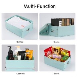 SEEKIND Foldable Storage Box with Lids and Handles Decorative, 3 in 1 Set, Multiple Size Plastic Box for Clothes, Toys, Cosmetic, Books …