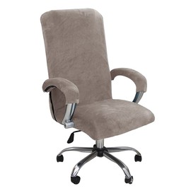 ITFRO Office Chair Cover with Armrest Covers Gray Khaki Velvet Computer Chair Cover Desk Chair Cover Universal Rotating Chair Slipcover High Back Chair Seat Protector (Gray Khaki)