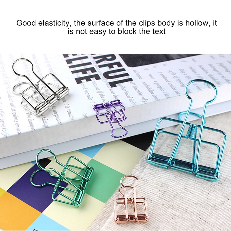 51mm 30pcs Binder Clips Strong Clamping Force Metal Hollow Tail