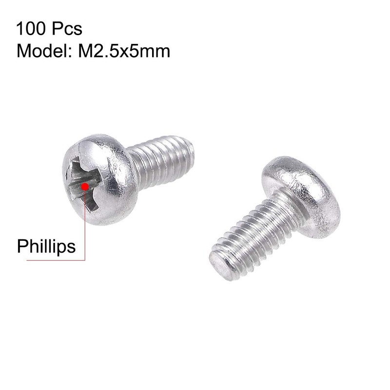 sourcing map Machine Screws Phillips Head Screws M2.5 x 5