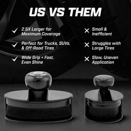 Brug's Pro Tire Shine Applicator Brush, 4 Inch Wide Head, Soft Bristles with Stand