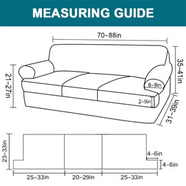 Turquoize 4 Piece T Cushion Sofa Slipcovers Stretch Couch Cover Furniture Covers with 3 Individual T Cushion Covers, Washable (3 Cushion Sofa,Island Fossi)