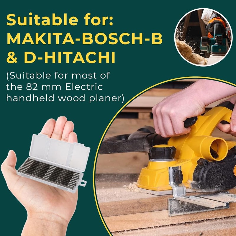 20 PCS Reversible Electric Planer Blades 82mm, Durable Stainless Steel