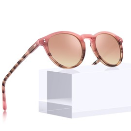 CARFIA Round Polarized Sunglasses for Women Small Face UV Protection Acetate Frame Classic Retro Style CA2302