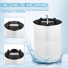 27002-0200S Pool Fliter Cartridges Replacement Compatible with Sta-Rite System 2 Model PLM200 Modular Media Pool and Spa D.E. Cartridge Filter with 24800-0121 Air Bleed Assembly 200 sq. ft Polyester