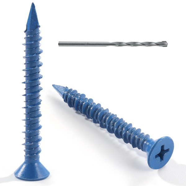 VGBUY 1/4 x 2-1/4 Inch 40Pcs Flat Head Concrete Screws,
