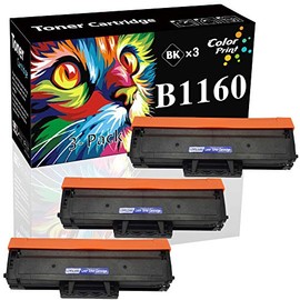 3-Pack ColorPrint Compatible B1160 Toner Cartridge Replacement for Dell B1160W 1160 Work with YK1PM 331-7335 HF44N HF442 B1163w B1165nfw Laser Printer (Black)