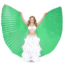 Baisdan Kids Isis Wings (Wings + Stick+ Carrying Bag) Belly Dance Performance Costumes for Girls Green