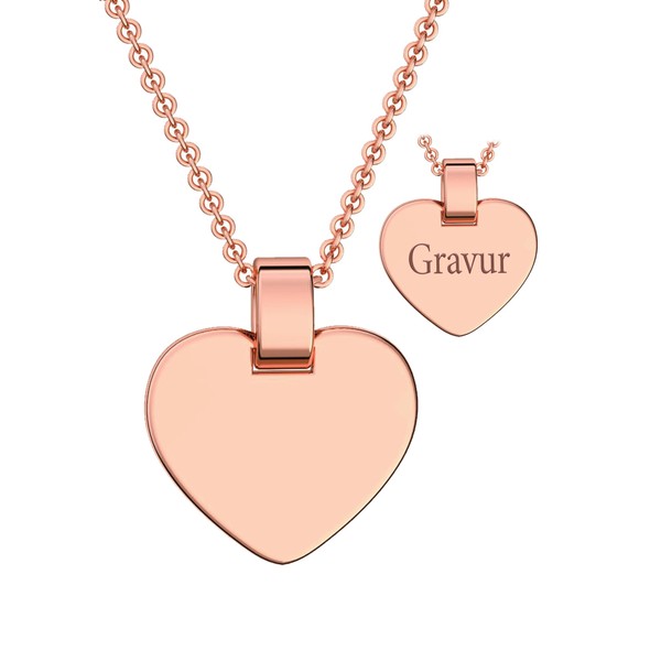 Amoonic Children's Heart Necklace with Engraving in Silver 925 and