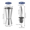 2 Pcs Spirit Measure with 4Pcs Bottle Pourers for Spirits,